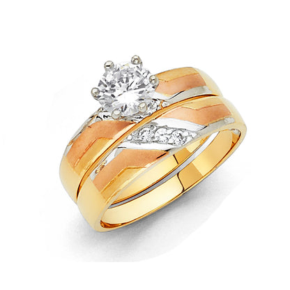 CZ Wedding Trio Sets - 14K - RG795