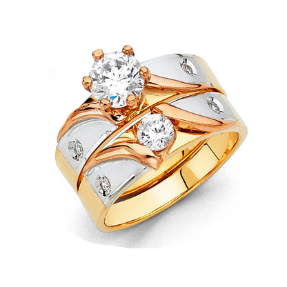 CZ Wedding Trio Sets - 14K - RG801