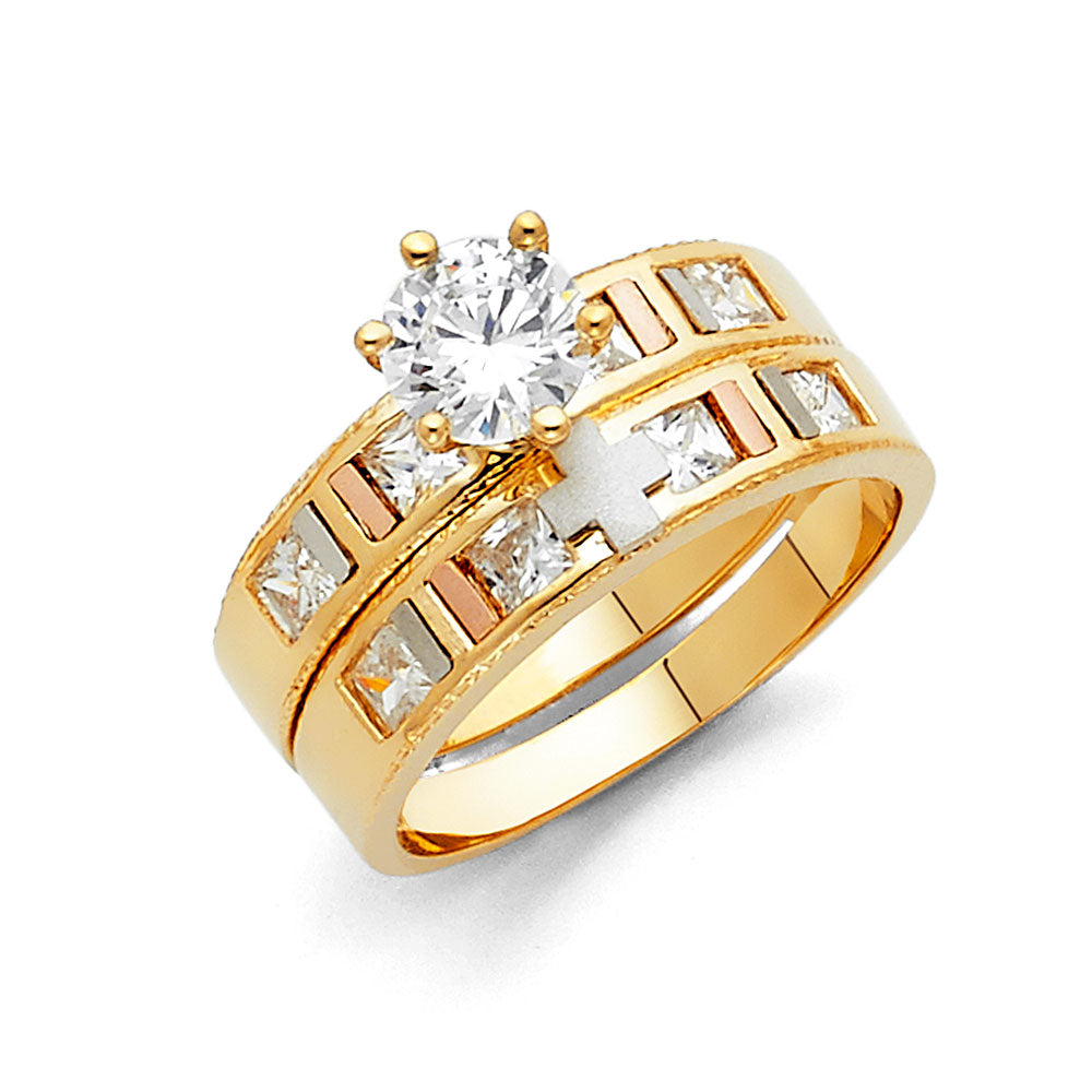 CZ Wedding Trio Sets - 14K - RG816