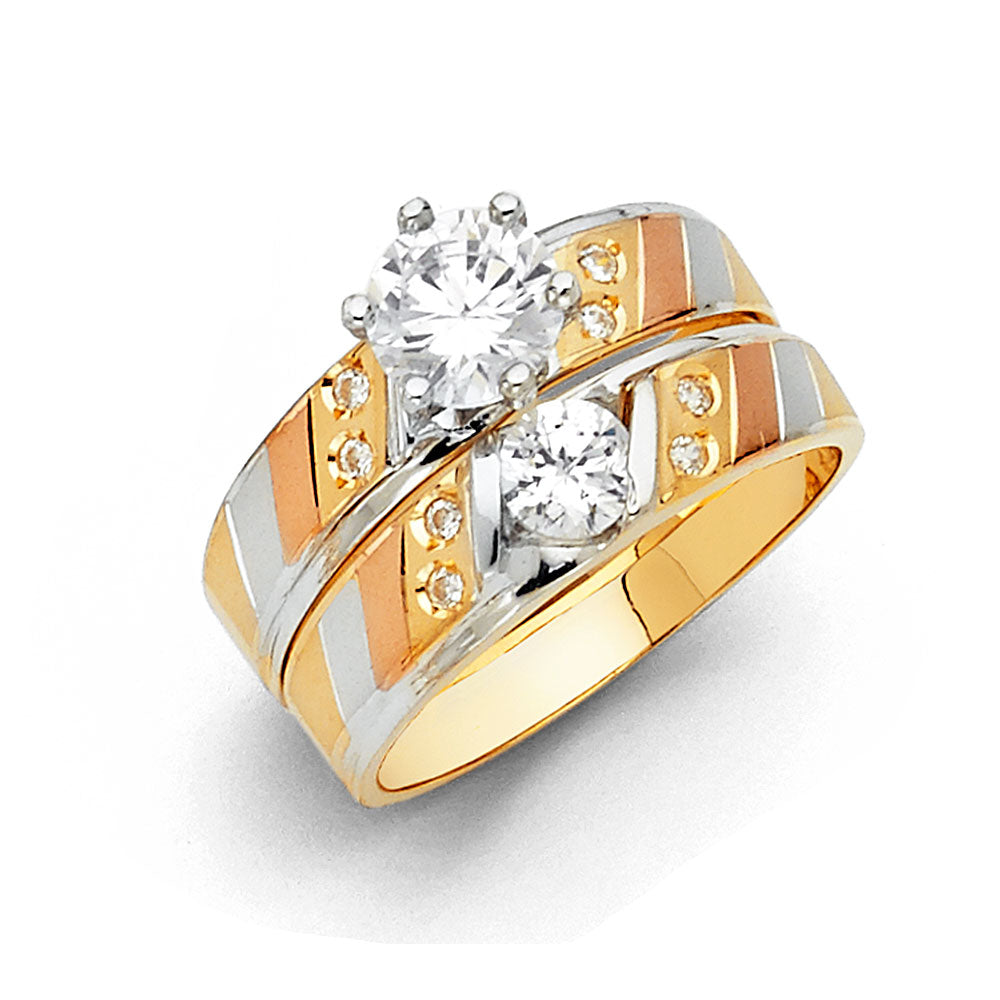 CZ Wedding Trio Sets - 14K - RG843