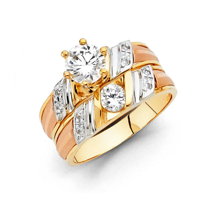 CZ Wedding Trio Sets - 14K - RG855