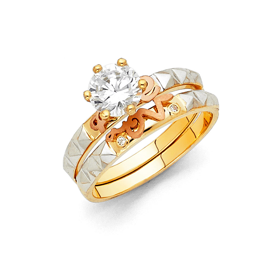 CZ Wedding Trio Sets - 14K - RG897