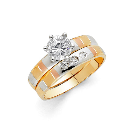 CZ Wedding Trio Sets - 14K - RG900