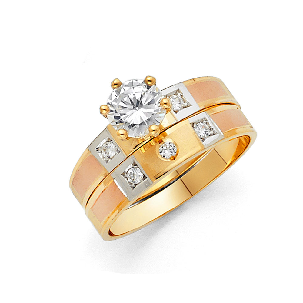 CZ Wedding Trio Sets - 14K - RG903