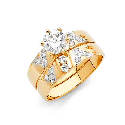 CZ Wedding Trio Sets - 14K - RG921