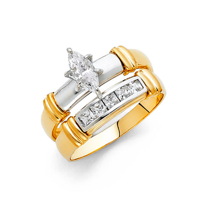 CZ Wedding Trio Sets - 14K - RG933