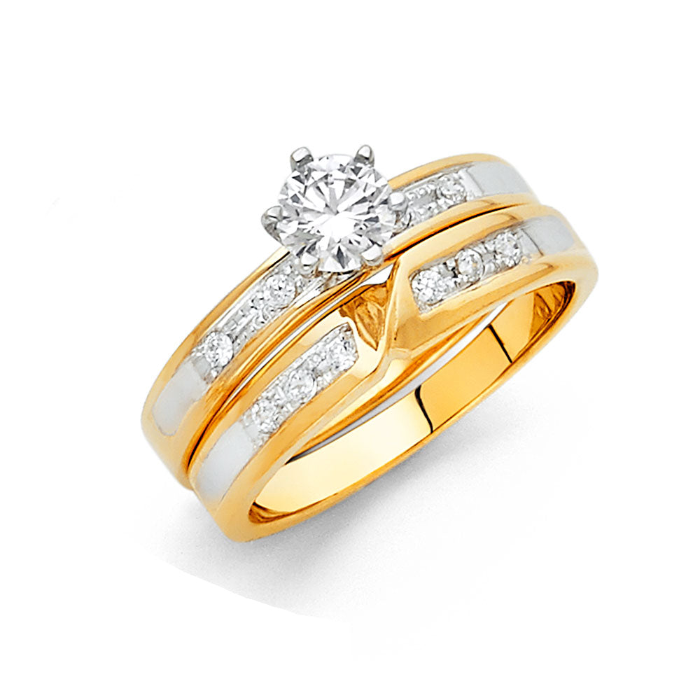 CZ Wedding Trio Sets - 14K - RG936