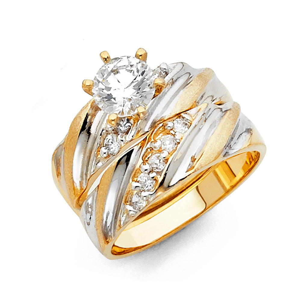 CZ Wedding Trio Sets - 14K - RG993