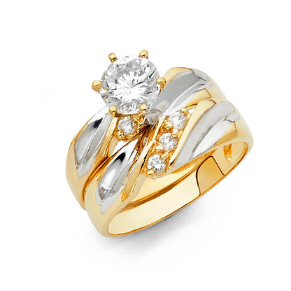 CZ Wedding Trio Sets - 14K - RG996