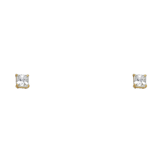 Solitaire Stud Earrings - 14K GOLD - ST113