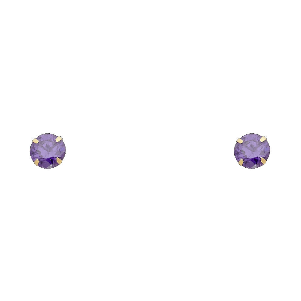 Solitaire Birth Stone Stud Earrings - 14K GOLD - ST197