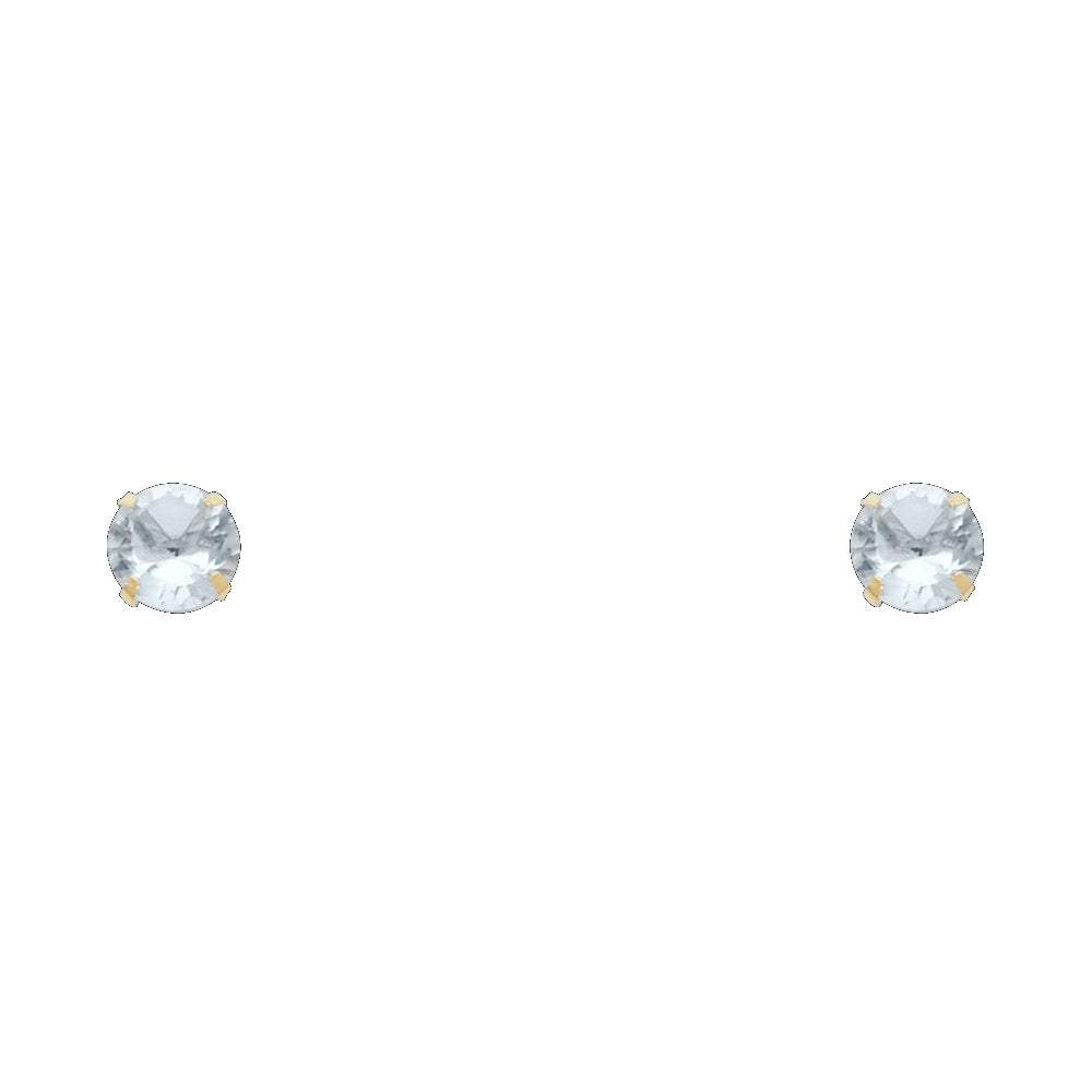 Solitaire Birth Stone Stud Earrings - 14K GOLD - ST197