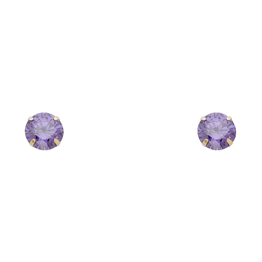 Solitaire Birth Stone Stud Earrings - 14K GOLD - ST198