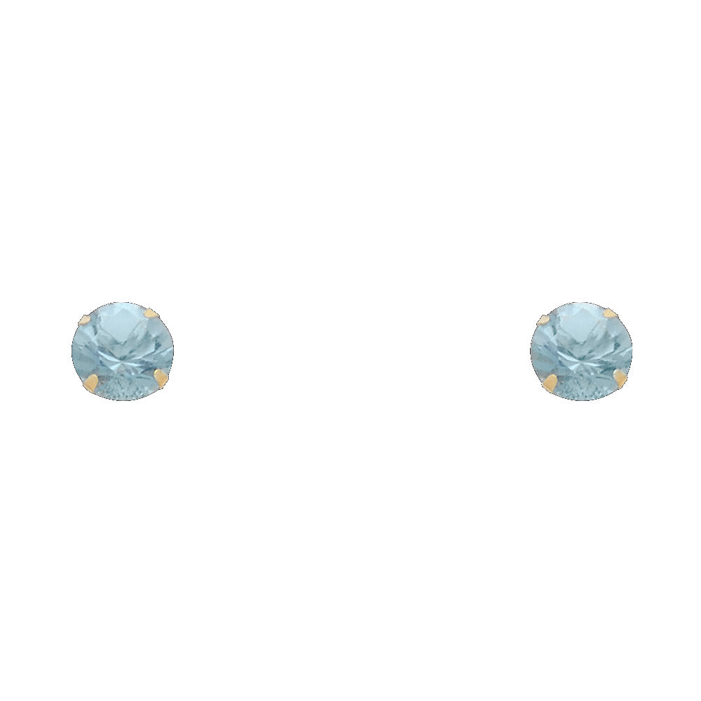 Solitaire Birth Stone Stud Earrings - 14K GOLD - ST198