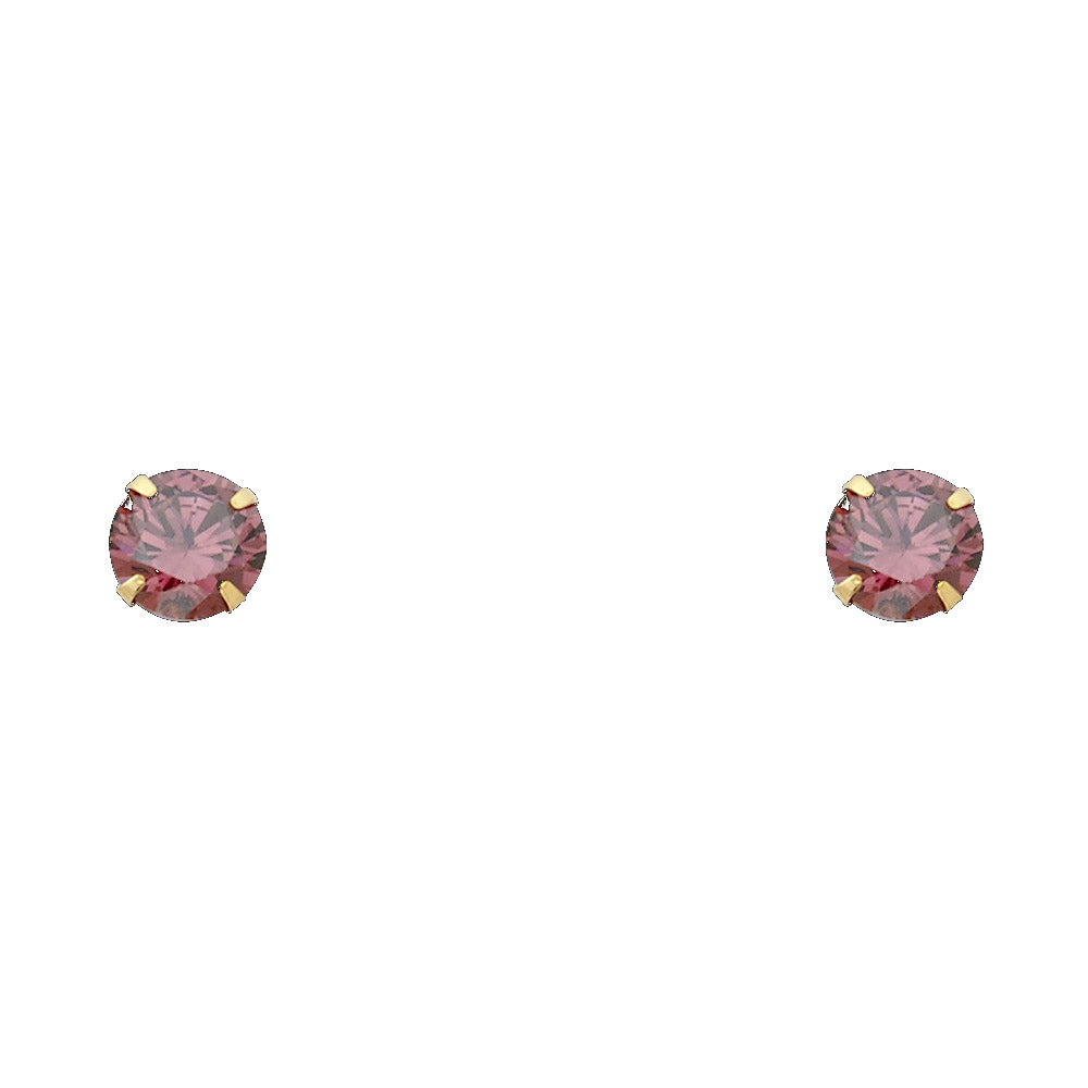 Solitaire Birth Stone Stud Earrings - 14K GOLD - ST198