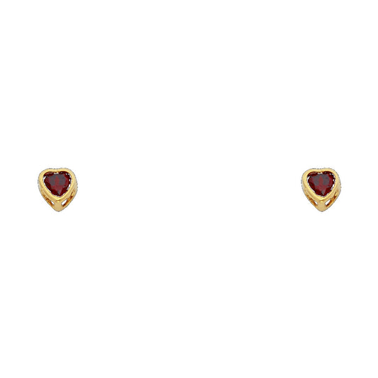 Birth Stone Stud Earrings with Screw Back - 14K GOLD - ST201