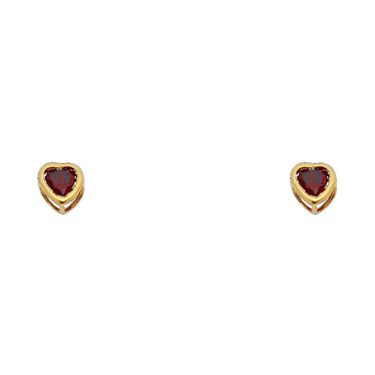 Birth Stone Stud Earrings with Screw Back - 14K GOLD - ST202