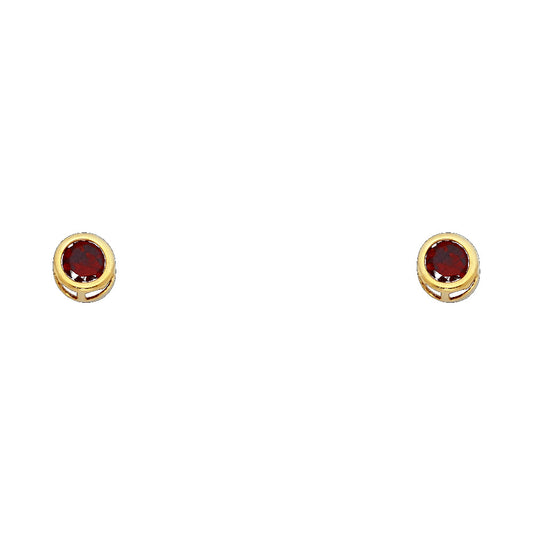 Birth Stone Stud Earrings with Screw Back - 14K GOLD - ST203