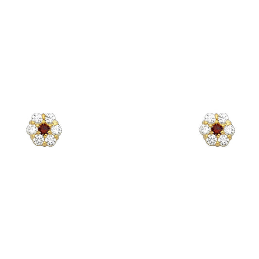 Birth Stone Stud Earrings with Screw Back - 14K GOLD - ST204