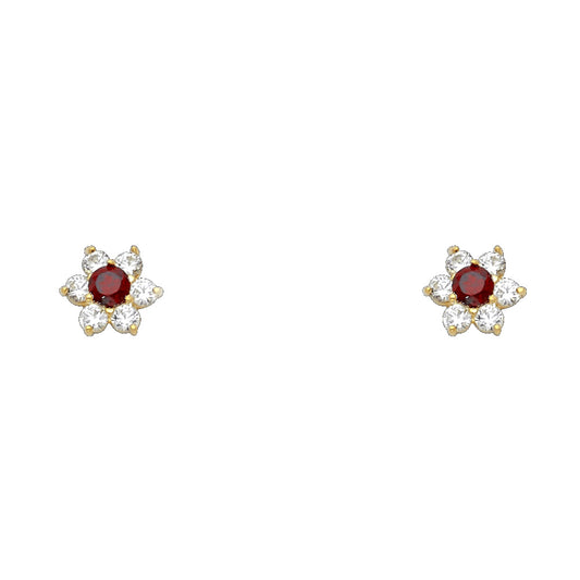 Birth Stone Stud Earrings with Screw Back - 14K GOLD - ST205