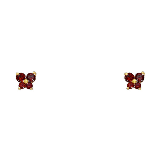 Birth Stone Stud Earrings with Screw Back - 14K GOLD - ST206