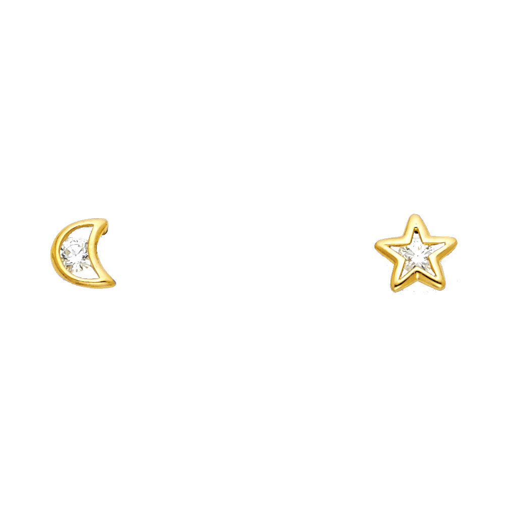 Assorted Stud Earrings with Screw Back - 14K GOLD - ST299