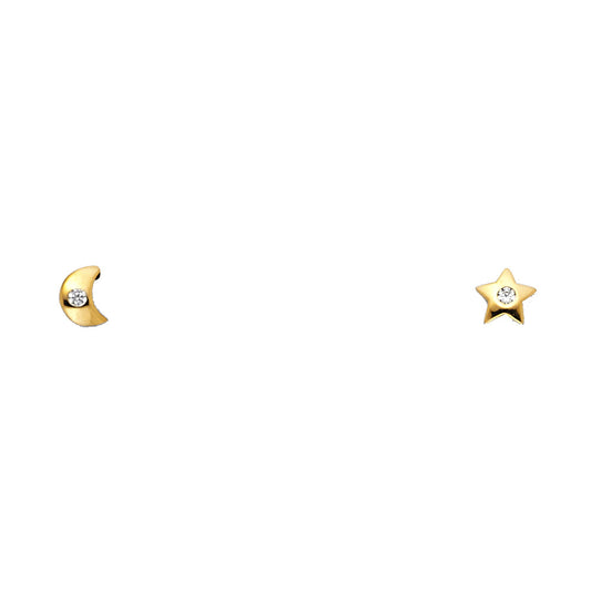 Assorted Stud Earrings with Screw Back - 14K GOLD - ST308