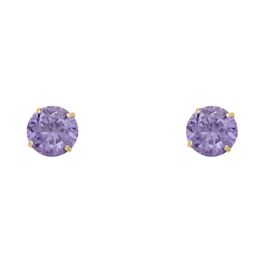 Solitaire Birth Stone Stud Earrings - 14K GOLD - ST521