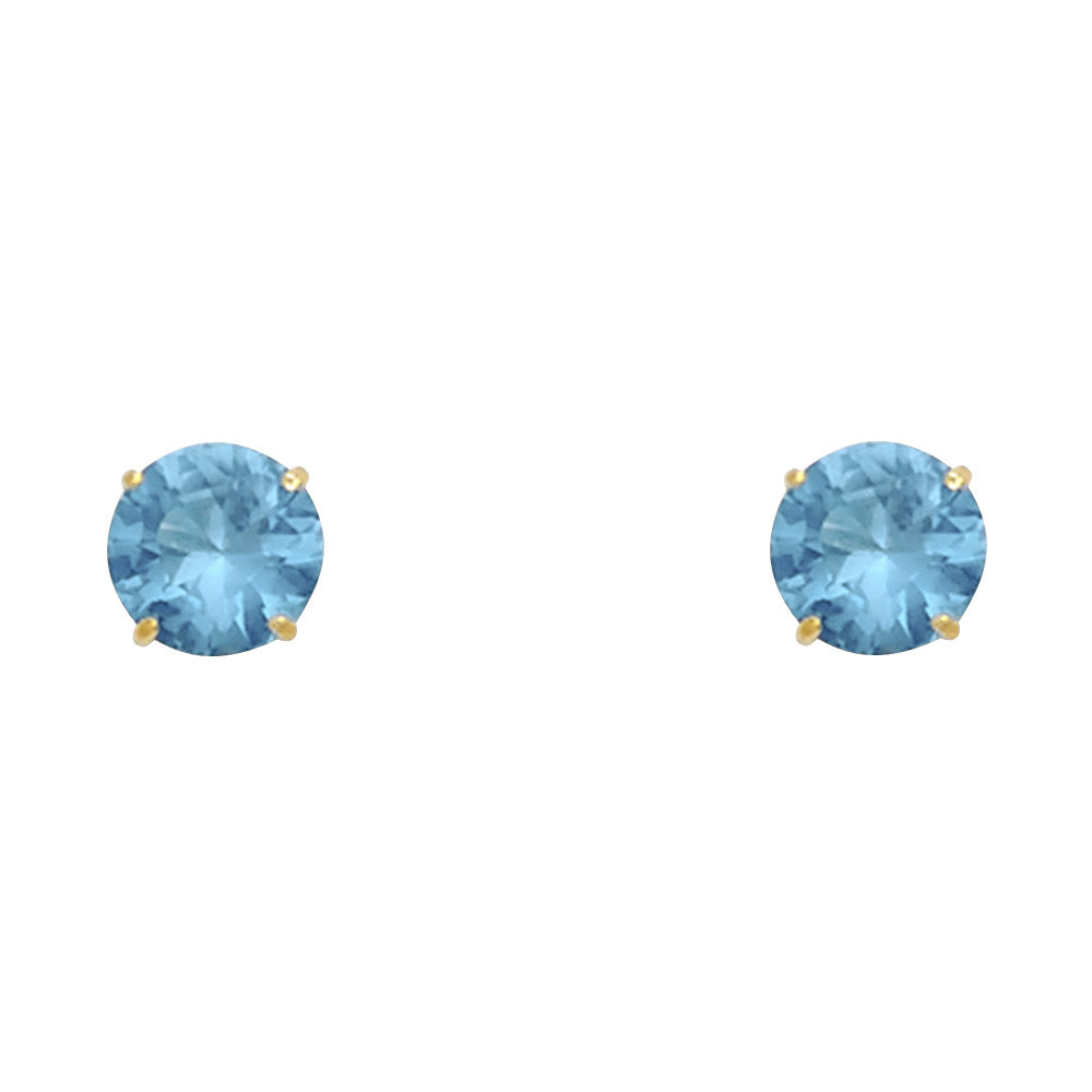 Solitaire Birth Stone Stud Earrings - 14K GOLD - ST521