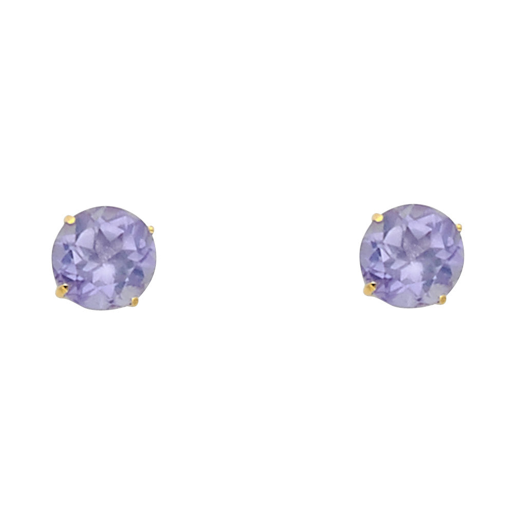 Solitaire Birth Stone Stud Earrings - 14K GOLD - ST521