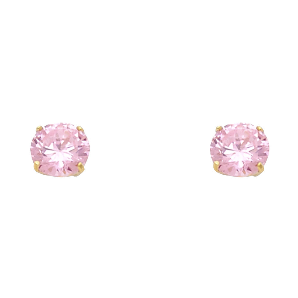 Solitaire Birth Stone Stud Earrings - 14K GOLD - ST521