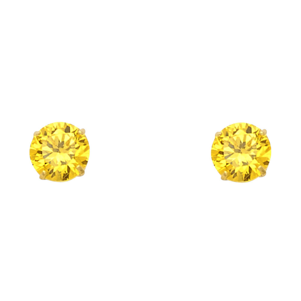 Solitaire Birth Stone Stud Earrings - 14K GOLD - ST521