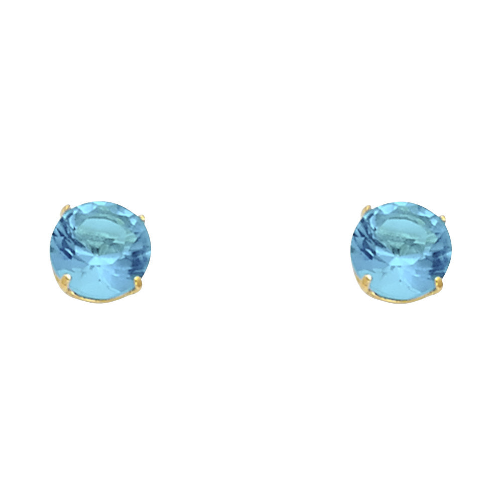 Solitaire Birth Stone Stud Earrings - 14K GOLD - ST521