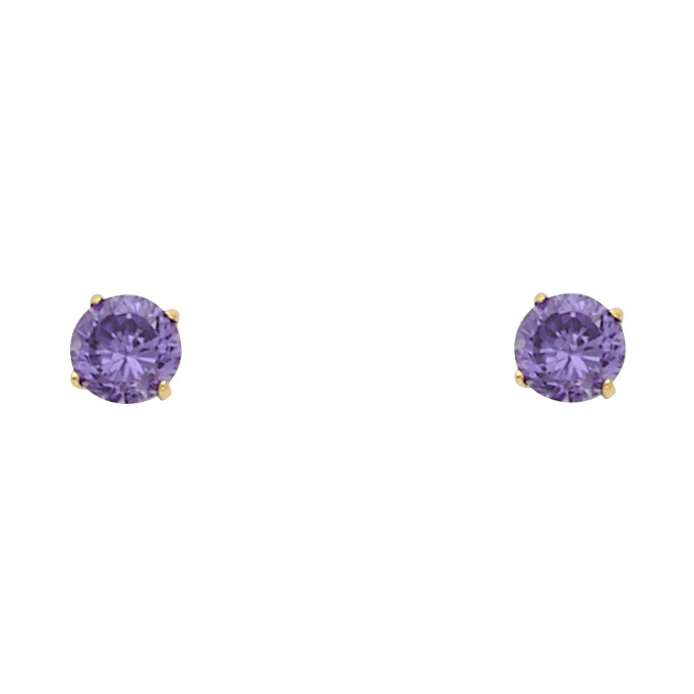 Solitaire Birth Stone Stud Earrings - 14K GOLD - ST522