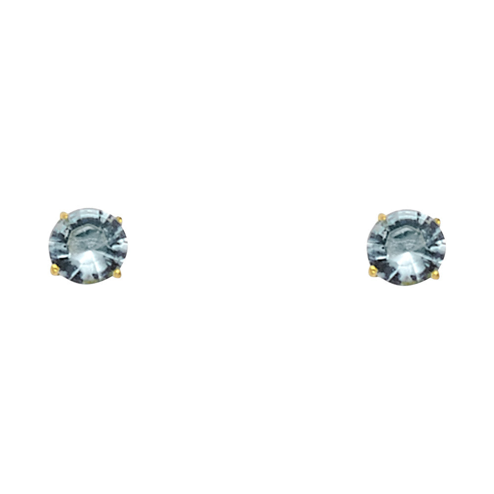 Solitaire Birth Stone Stud Earrings - 14K GOLD - ST522