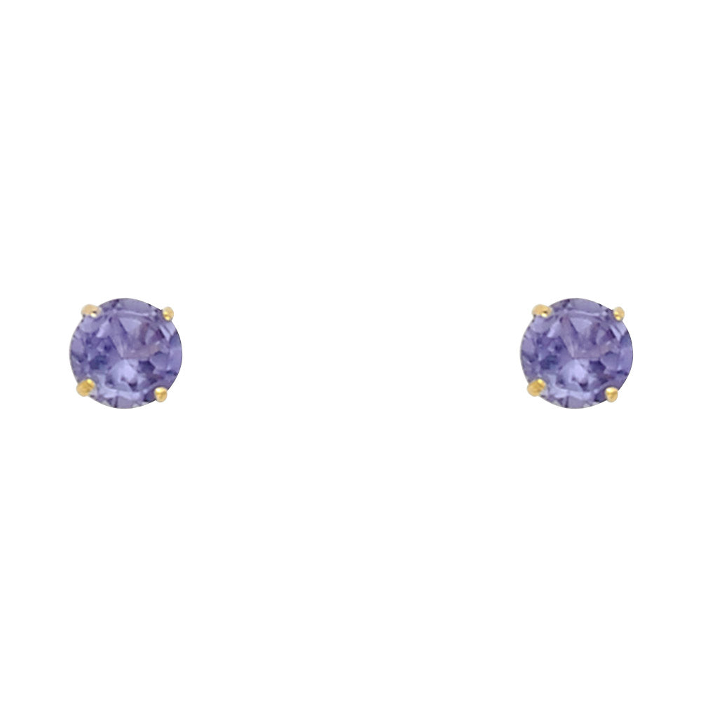 Solitaire Birth Stone Stud Earrings - 14K GOLD - ST522