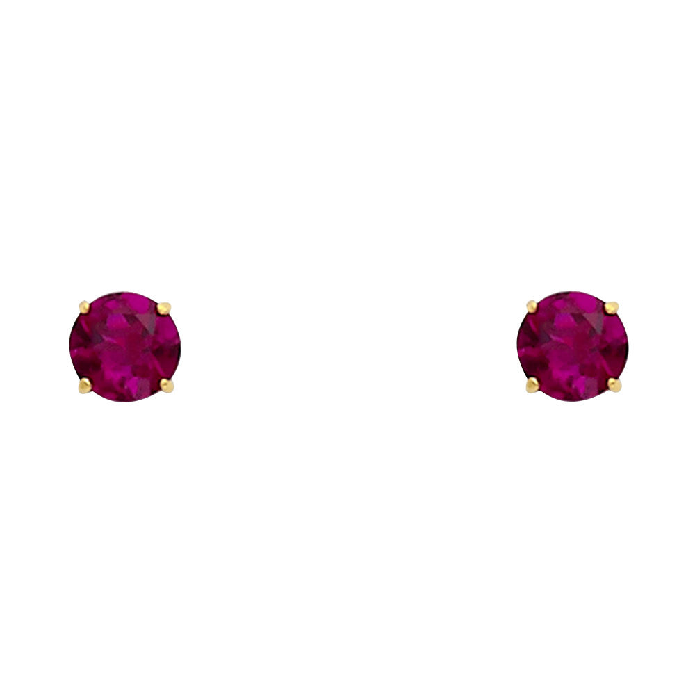 Solitaire Birth Stone Stud Earrings - 14K GOLD - ST522