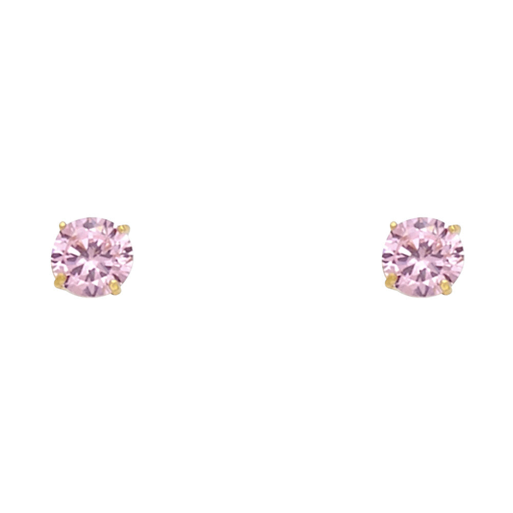 Solitaire Birth Stone Stud Earrings - 14K GOLD - ST522