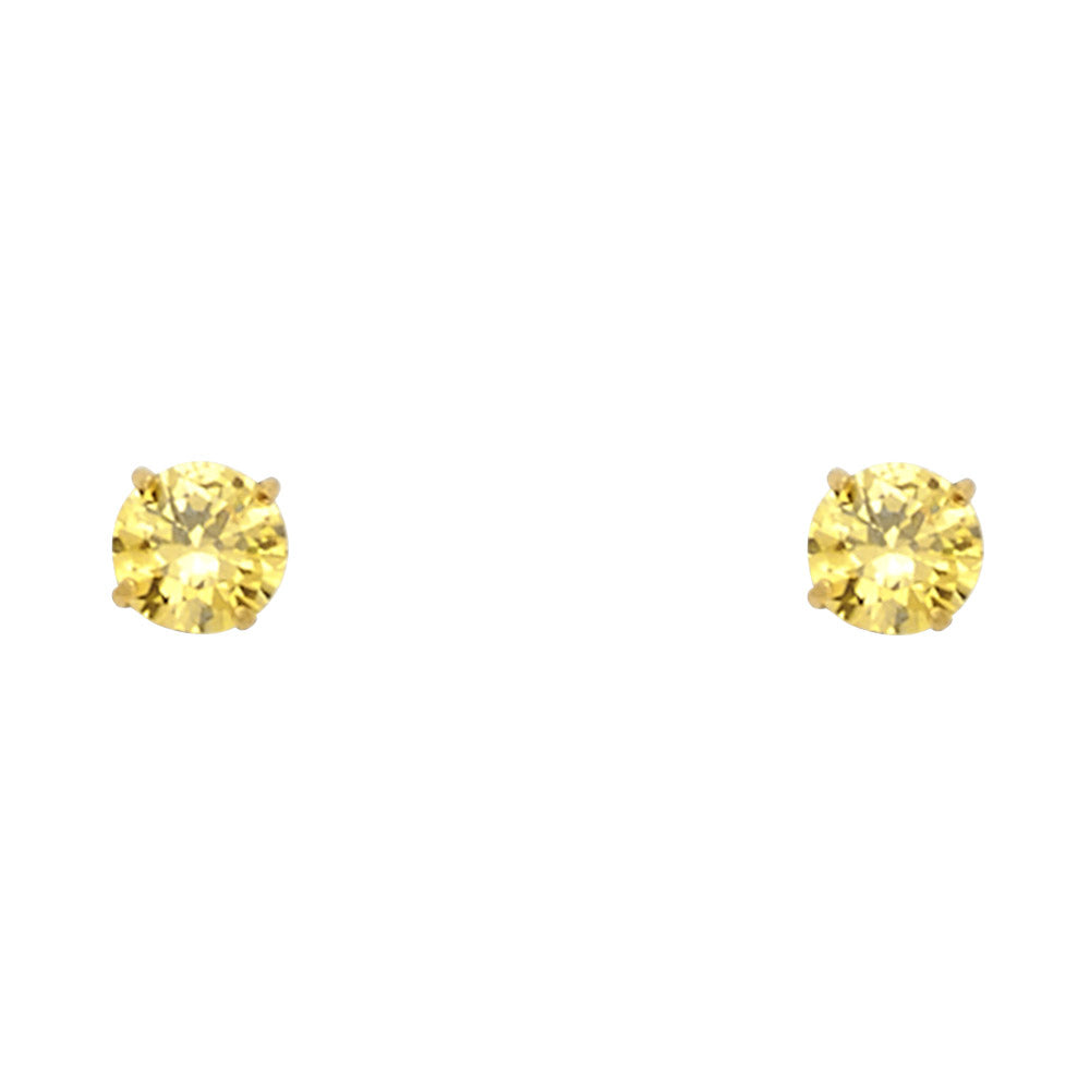 Solitaire Birth Stone Stud Earrings - 14K GOLD - ST522