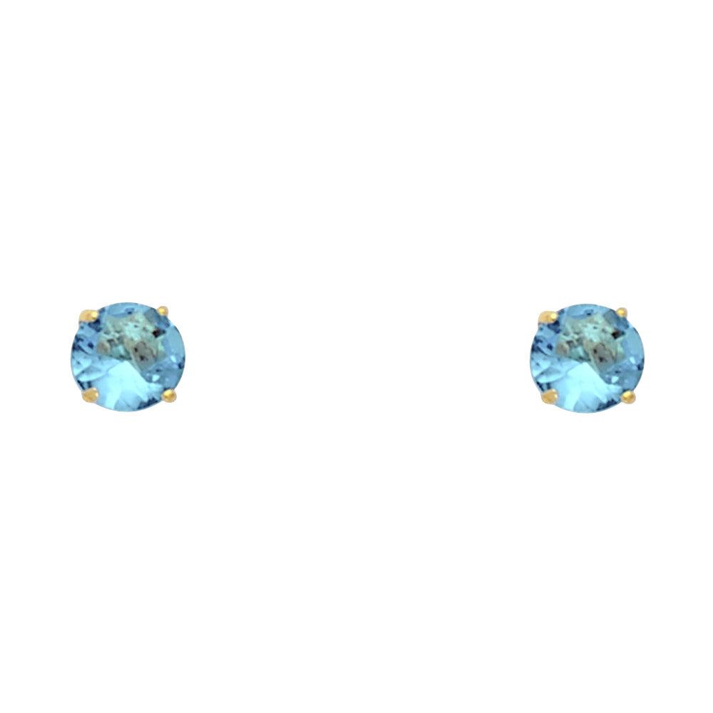 Solitaire Birth Stone Stud Earrings - 14K GOLD - ST522