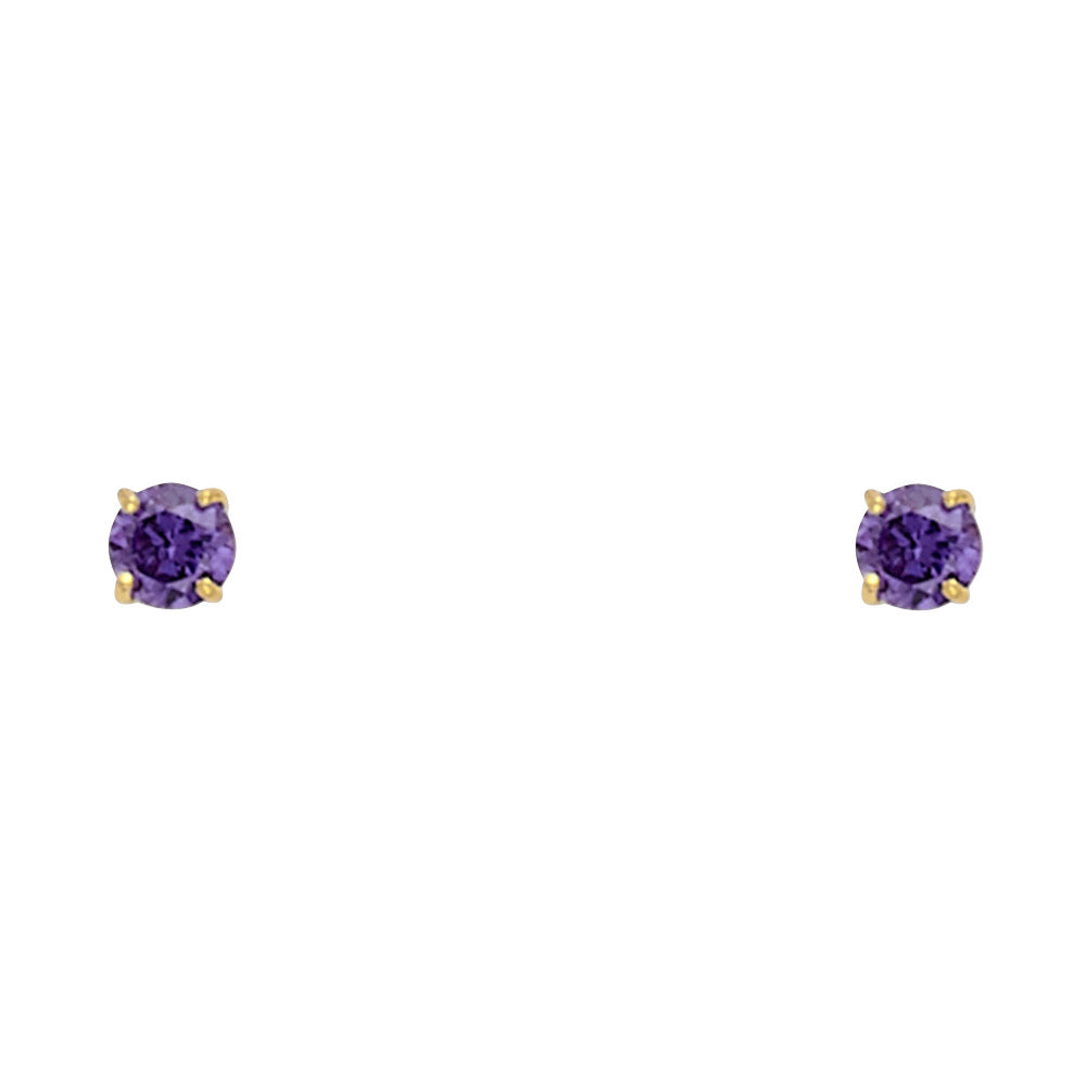 Solitaire Birth Stone Stud Earrings - 14K GOLD - ST523