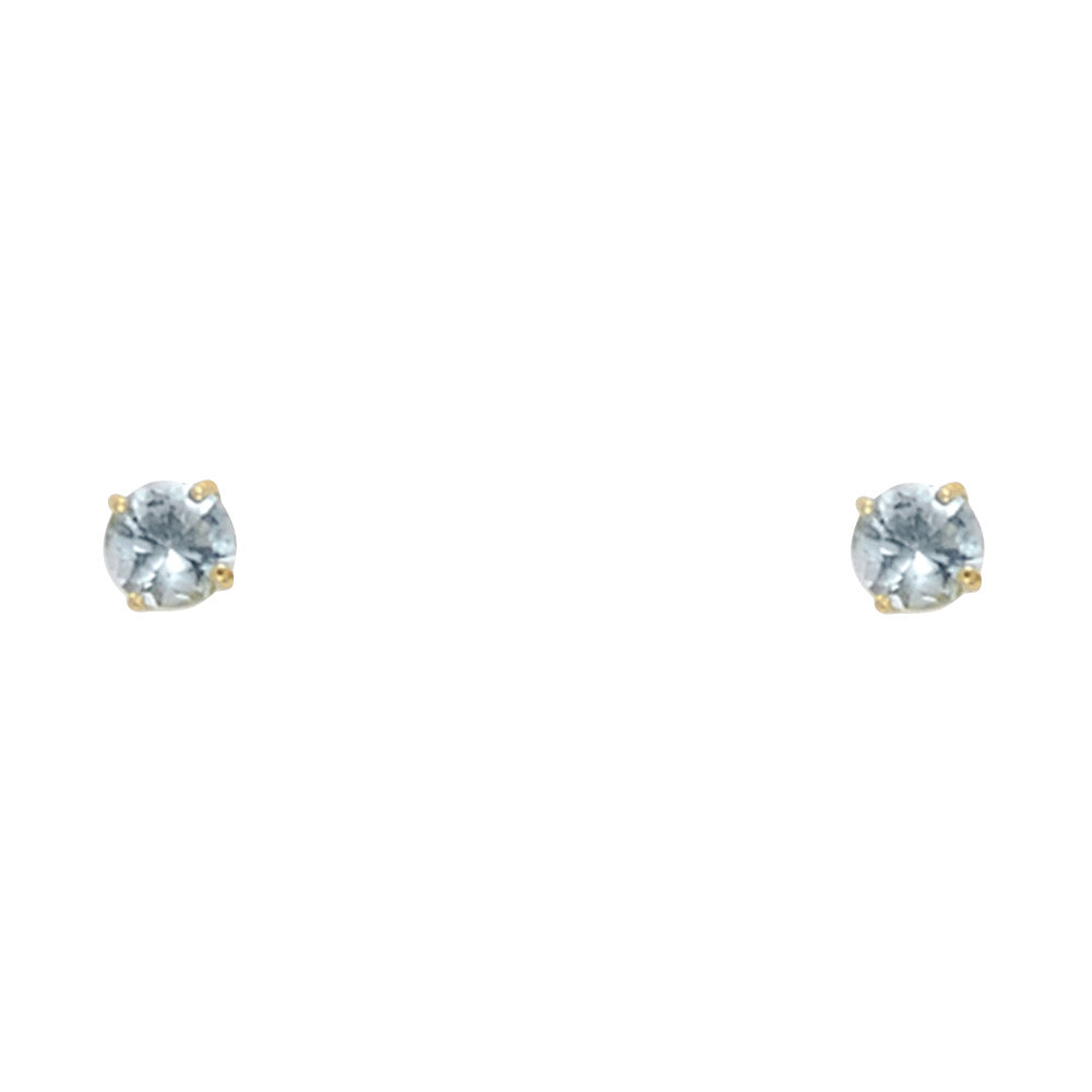 Solitaire Birth Stone Stud Earrings - 14K GOLD - ST523