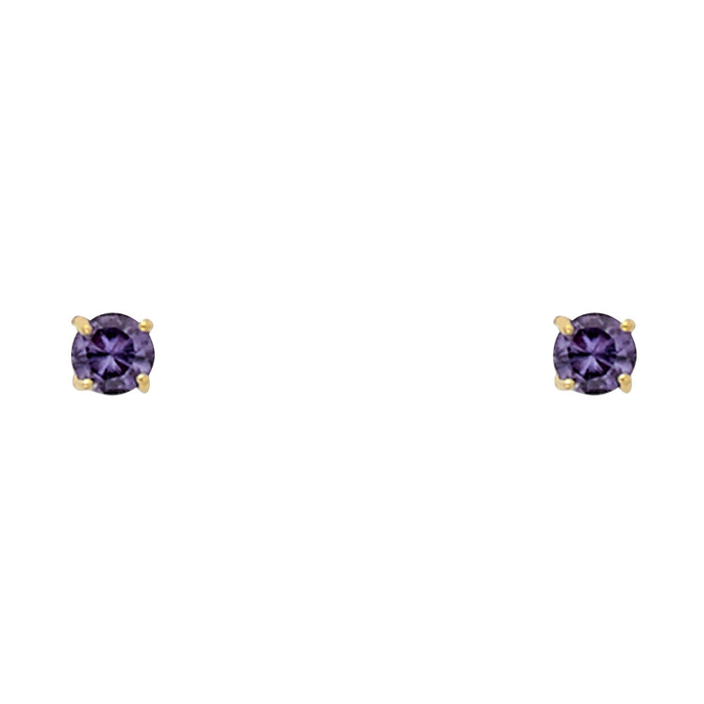 Solitaire Birth Stone Stud Earrings - 14K GOLD - ST523