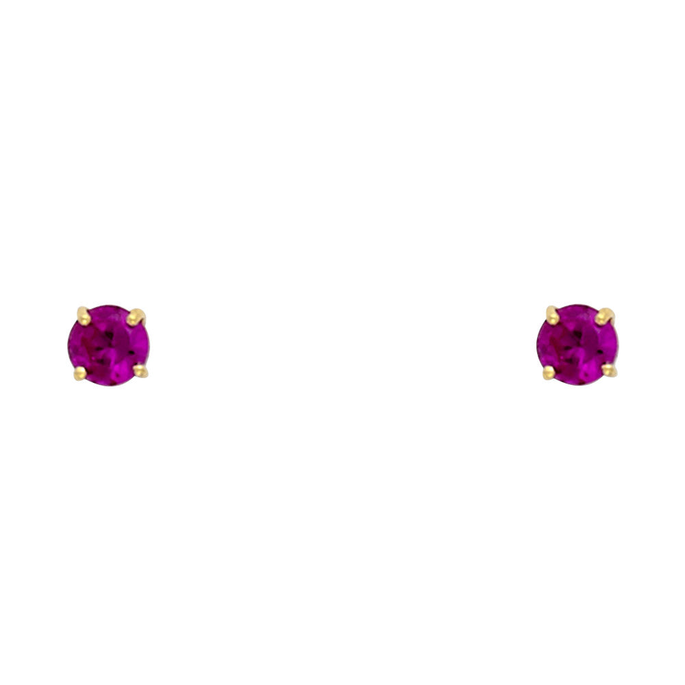 Solitaire Birth Stone Stud Earrings - 14K GOLD - ST523