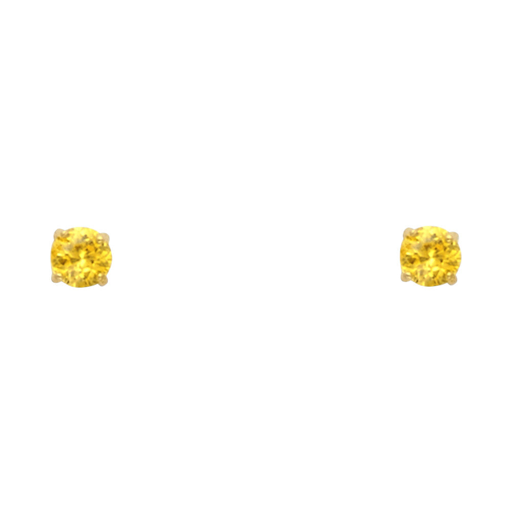 Solitaire Birth Stone Stud Earrings - 14K GOLD - ST523