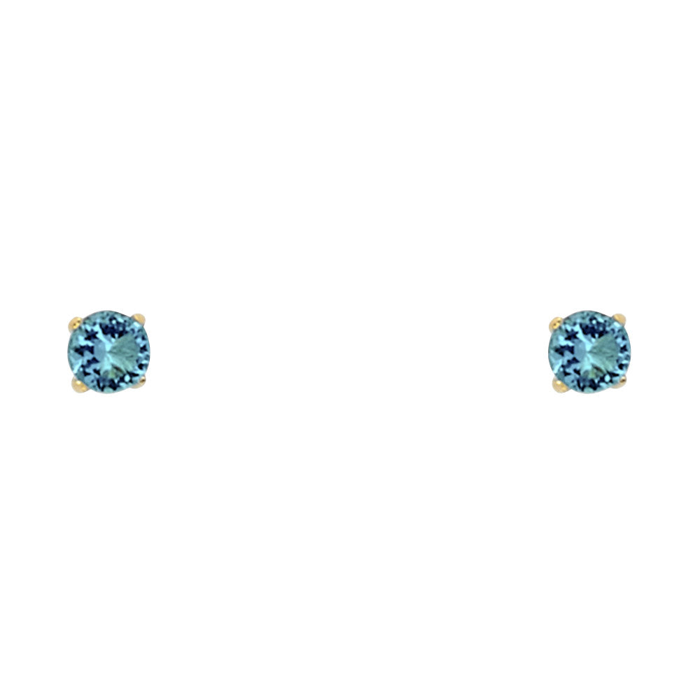 Solitaire Birth Stone Stud Earrings - 14K GOLD - ST523