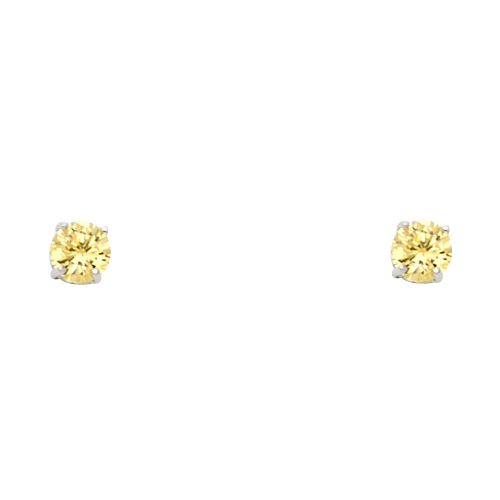 Solitaire Birth Stone Stud Earrings - 14K GOLD - ST524