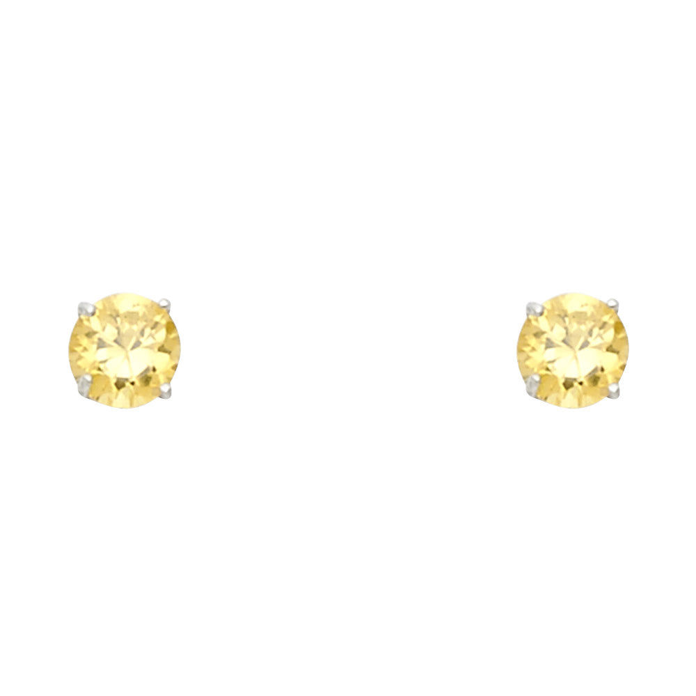 Solitaire Birth Stone Stud Earrings - 14K GOLD - ST525