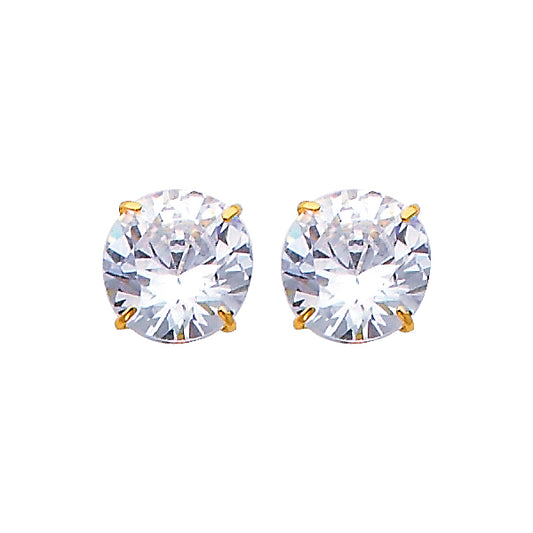 Solitaire Stud Earrings - 14K GOLD - ST598