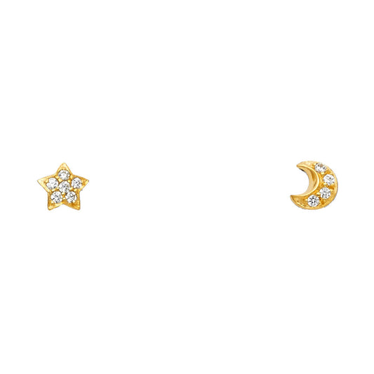 Assorted Stud Earrings with Screw Back - 14K GOLD - ST654